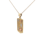 10k Yellow Gold Multi Lucky Charm Dog Tag Pendant 3.5 Gram